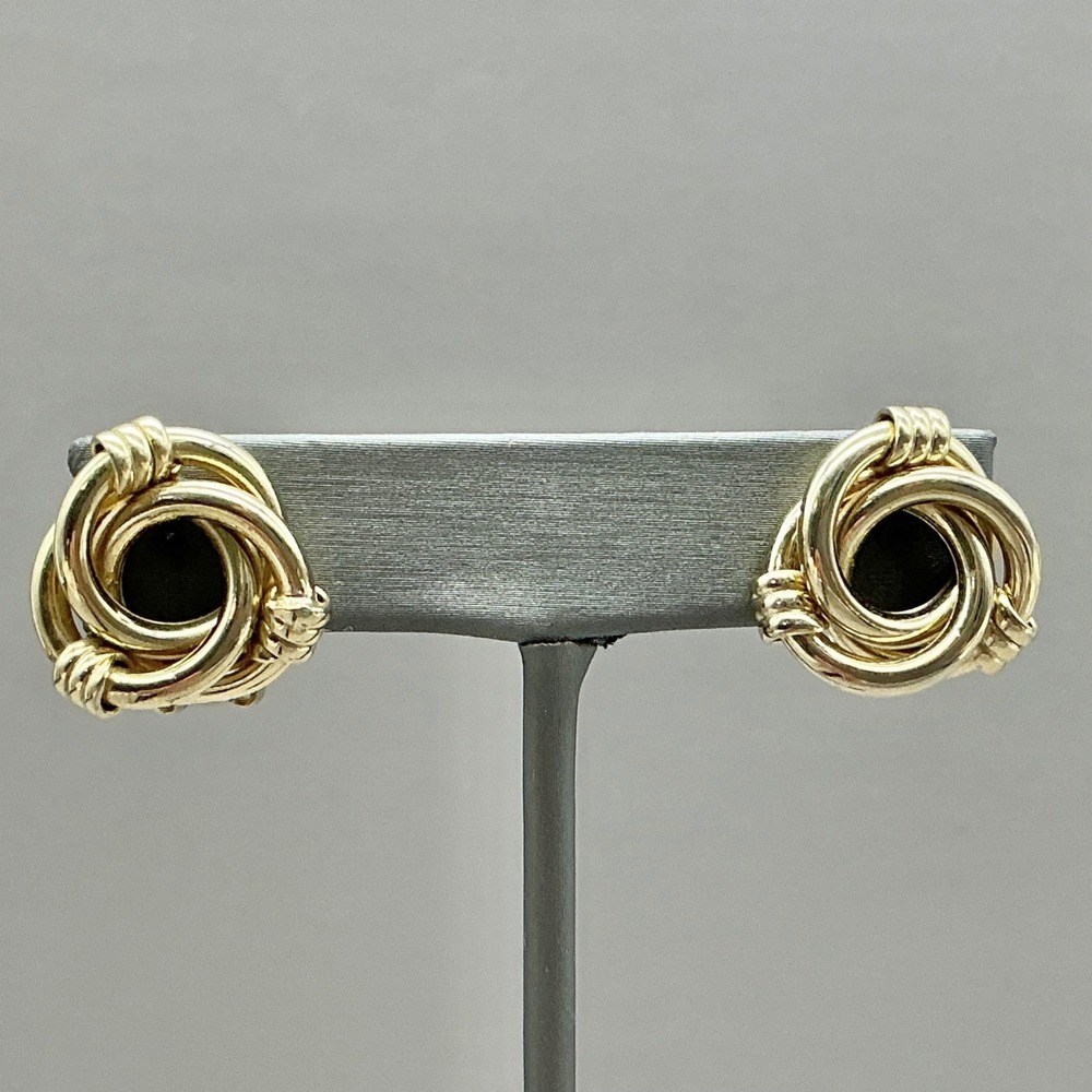 Earrings Women Gold Tone Vintage Knot Style Clip On Fashion Jewelry 0.75 Inch